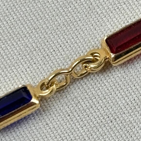 18k Gold Filled Colorful Cubic Zirconia Bezel 10" Chain Anklet - Picture 4 of 9